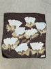Vintage Jeanne Lanvin Paris silk scarf with brown ivory and cream floral print