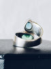 Back view of Sajen bypass ring showing the sterling silver band and detailed craftsmanship