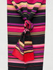Vintage Harve Benard silk scarf with colourful pink, black, red, purple and beige striped pattern. 