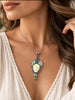 Bali silver abalone face pendant worn on necklace showing statement size