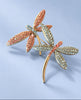Pink and blue crystal dragonfly statement brooch with outstretched wings