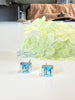 Pair of faceted blue Swarovski crystal stud earrings in sterling silver