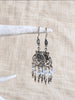 Sterling silver 925 filigree dangle earrings with white beads and silver drops
