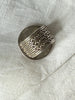 Interior of vintage Nepal coin ring showing 925 sterling silver stamp and Nepal marking