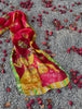 Close-up of colourful cats and butterflies printed on vintage silk scarf. 