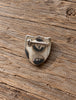 Back of vintage Banff sterling silver brooch showing STERLING EMC stamp and rollover clasp