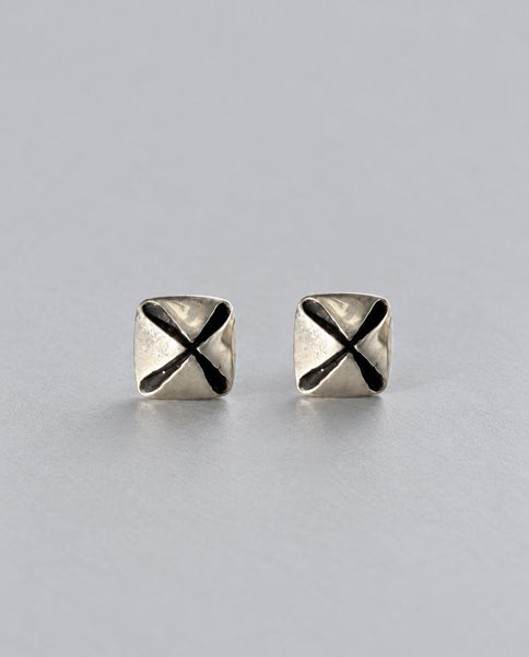 Vintage 1960s silver geometric square stud earrings
