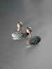 Vintage sterling silver cufflinks with turquoise enamel fleur-de-lis design