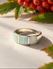 Sterling silver wide band ring with three rectangular opal panels