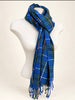 Blue and green Patrick King tartan scarf wrapped around white mannequin