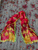 Vintage silk cat scarf with colourful whimsical cats and butterflies. 