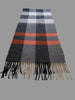 V. Fraas 100% cashmere plaid scarf in charcoal grey cream and rust with fringed ends