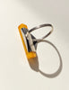 Side profile of Soviet 875 silver ring with elongated yellow amber gemstone