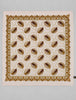 Vintage Swiss wool square scarf with blush caramel and brown hand-printed floral design