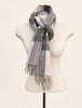 Barbour wool cashmere blend scarf draped around neck on mannequin