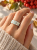Sterling silver opal ring size 9 shown worn on hand