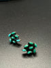 Pair of vintage Zuni petit point turquoise sterling silver leaf cluster earrings