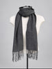Vintage grey Enzo Mantovani cashmere scarf displayed on white mannequin
