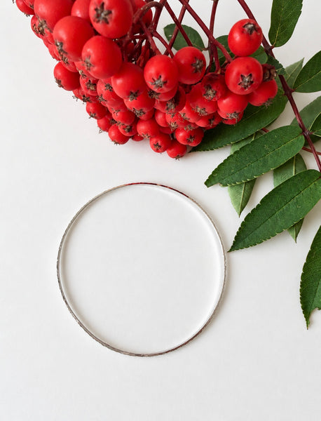 Sterling silver 925 hammered bangle bracelet with slim textured design