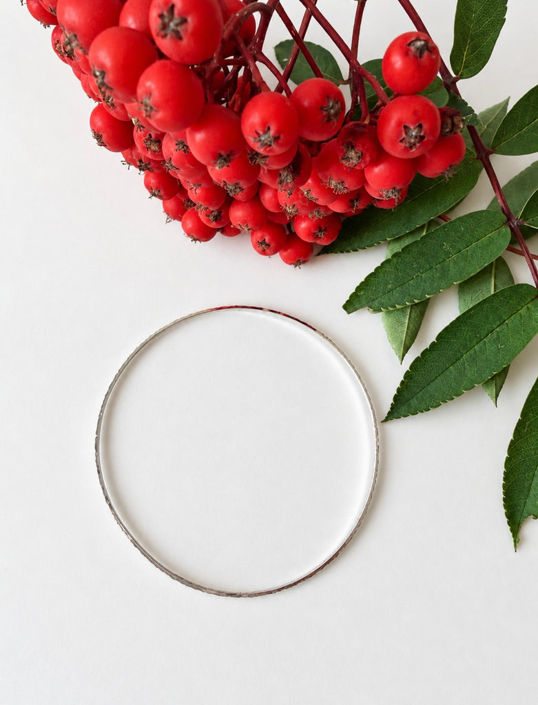Sterling silver 925 hammered bangle bracelet with slim textured design