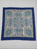 Vintage Art of the Scarf Italian paisley square shawl in blue teal and cream