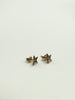 Pair of vintage OES five-pointed star earrings with multicoloured enamel and gold-tone metal