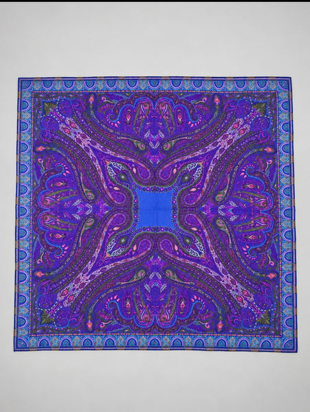 Vintage Liz Claiborne purple paisley wool square scarf Made in Japan