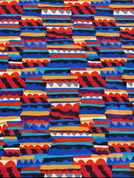Vintage Liberty of London Bauhaus wool scarf by Susan Collier with colourful geometric print