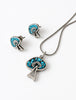 Vintage turquoise mosaic necklace and matching earring jewellery set