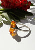 Vintage Baltic amber sterling silver ring with horizontal cylindrical cognac amber stone
