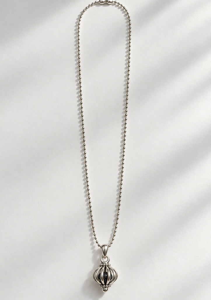 LAGOS Signature Caviar sterling silver birdcage pendant necklace with ball chain