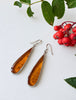 Vintage Mexican sterling silver amber teardrop dangle earrings with honey-brown stones