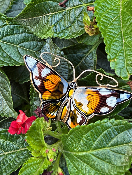 Vintage David-Andersen sterling silver enamel Monarch butterfly brooch from Norway