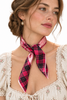 Vintage pink plaid floral scarf styled around the neck