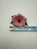 Alberta Wild Rose leather brooch beside measuring tape showing approximately 2.25 inch width