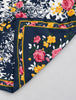 1980s silk square scarf showing pink rose yellow flower and green leaf pattern