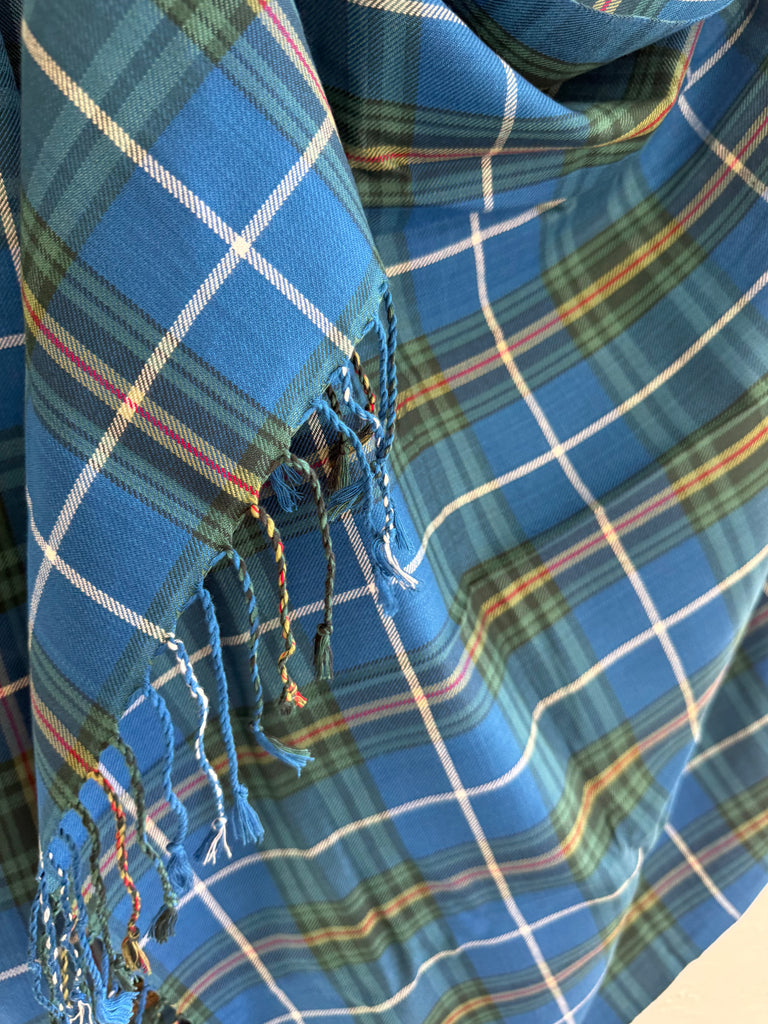 Close-up of fringed ends on Nova Scotia Provincial Tartan scarf