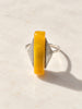 Vintage Soviet Baltic amber ring in 875 silver with tall rectangular butterscotch-yellow amber stone