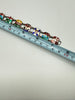 Vintage Canadian sterling silver enamel bracelet shown beside measuring tape at approximately 7.5 inches