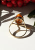 Back view of vintage gold-plated 925 silver amber ring showing sculptural setting