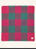 Vintage D.W. Sutherland Scottish wool scarf with raspberry pink and teal plaid pattern
