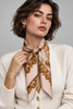 Vintage floral wool scarf styled around the neck