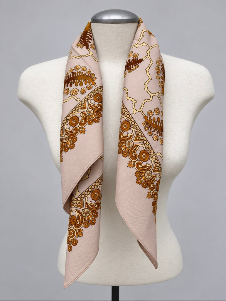 Swiss wool square scarf styled loosely 