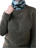 Vintage Scottish wool tartan scarf styled around the neck. 