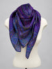 Vintage Liz Claiborne purple blue and turquoise paisley scarf styled on mannequin