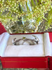 Sterling silver Fede Gimmel ring photographed inside red gift box