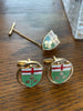 Vintage Ontario provincial crest cufflinks and matching tie tack in gold-tone enamel