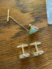 Reverse of vintage Ontario crest cufflinks showing fastening mechanisms