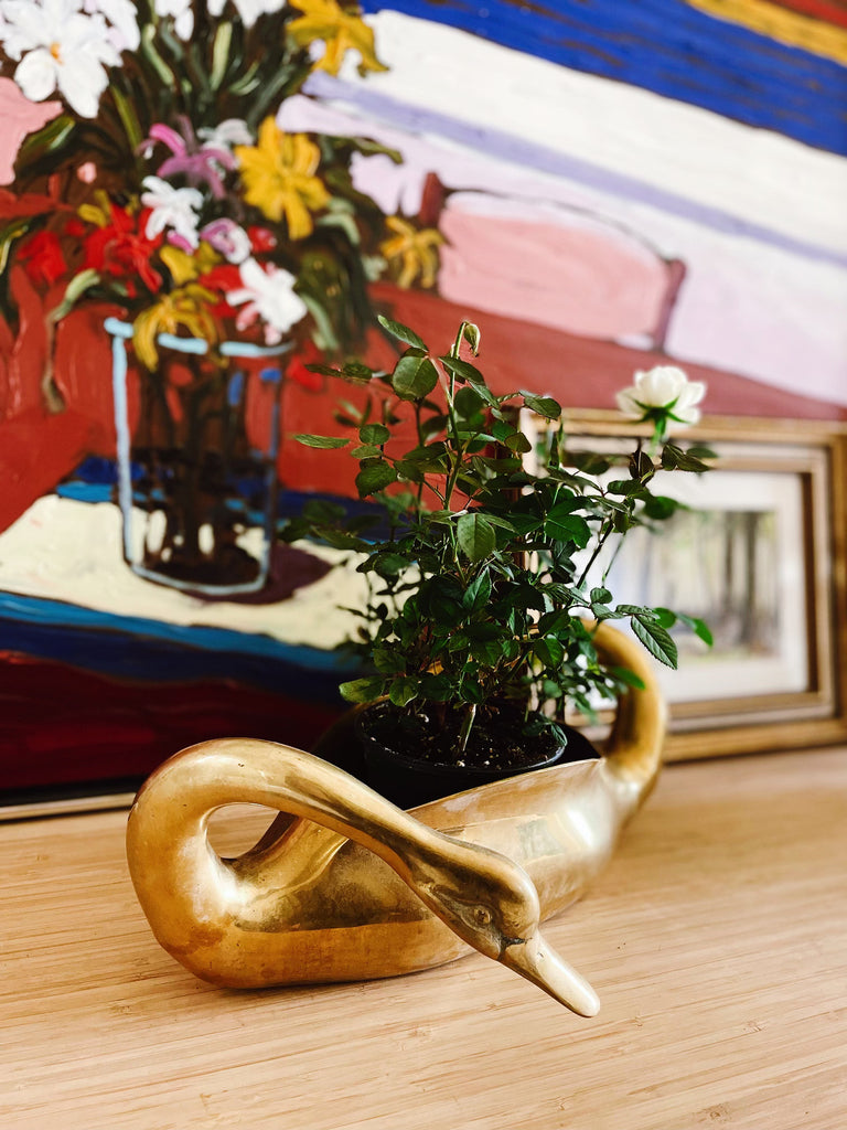 Brass Swan Planter